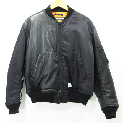 W)TAPS | ダブルタップス × NEIGHBOR HOOD ネイバーフッド W1.VE JACKET 19AW MA-1 切替えロゴワッペン中綿ジャケット ミリタリージャケット 192BRNHD-JKM01S ブラック サイズ：1【三重本店】