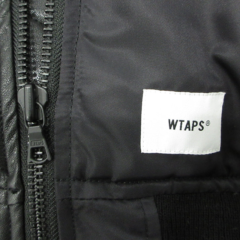 W)TAPS | ダブルタップス × NEIGHBOR HOOD ネイバーフッド W1.VE JACKET 19AW MA-1 切替えロゴワッペン中綿ジャケット ミリタリージャケット 192BRNHD-JKM01S ブラック サイズ：1【三重本店】