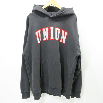 UNION | ユニオン IVY HOODIE アイビーフーディ '25 USED加工ロゴプリント長袖パーカー パーカー KHL-412-030 グレー ブラック系(VINTAGE BLACK) サイズ：XXL【三重本店】