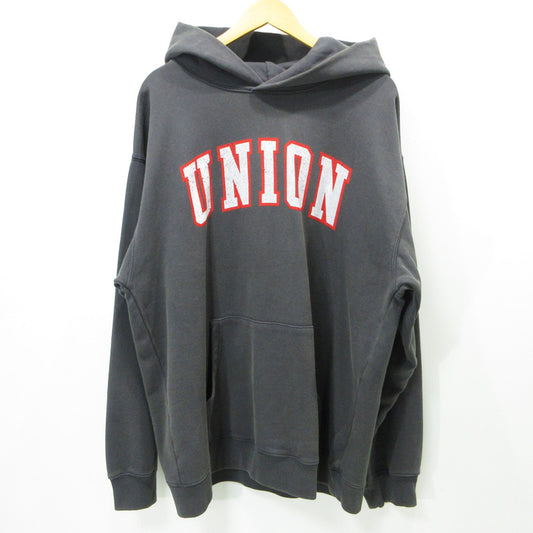 UNION | ユニオン IVY HOODIE アイビーフーディ '25 USED加工ロゴプリント長袖パーカー パーカー KHL-412-030 グレー ブラック系(VINTAGE BLACK) サイズ：XXL【三重本店】
