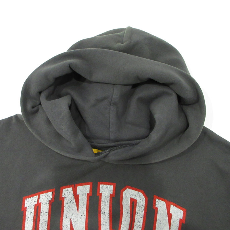 UNION | ユニオン IVY HOODIE アイビーフーディ '25 USED加工ロゴプリント長袖パーカー パーカー KHL-412-030 グレー ブラック系(VINTAGE BLACK) サイズ：XXL【三重本店】