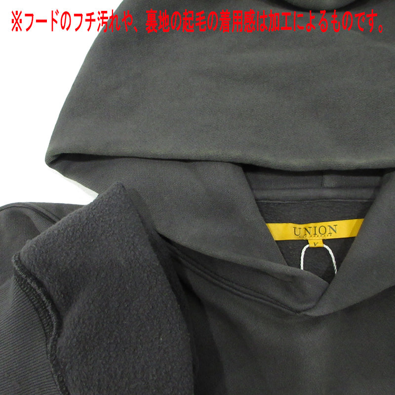UNION | ユニオン IVY HOODIE アイビーフーディ '25 USED加工ロゴプリント長袖パーカー パーカー KHL-412-030 グレー ブラック系(VINTAGE BLACK) サイズ：XXL【三重本店】