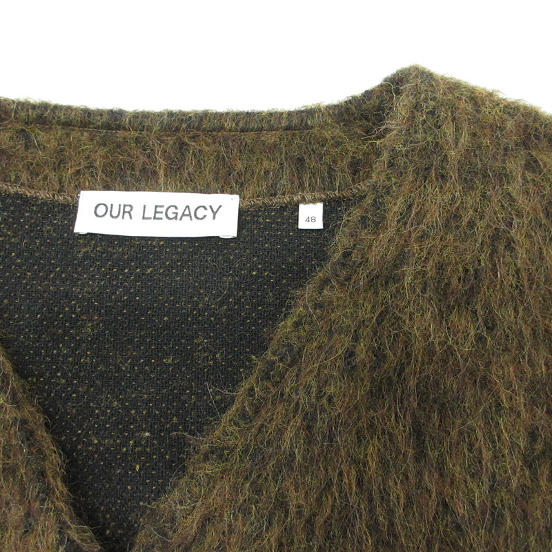 Our Legacy | アワーレガシー Cardigan Olive Melange Mohair メランジモヘヤカーディガン ウール・アルパカ混長袖カーディガン レザーボタン カーディガン M4213CRM ブラウン系 カーキ サイズ：48【三重本店】