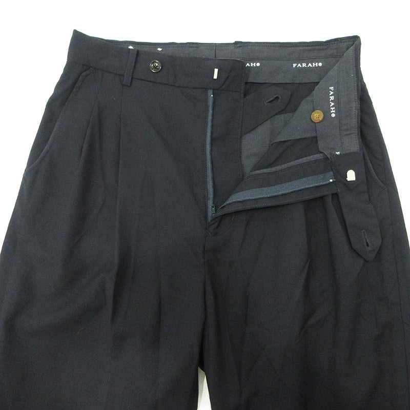 FARAH | ファーラー タックウールスラックス パンツ FR0501-M4009 ブラック サイズ：30【三重本店】
