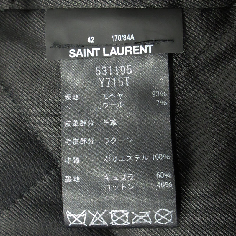 SAINT LAURENT | サンローラン ラクーンファージャケット その他アウター 531195 ブラック サイズ：42【三重本店】