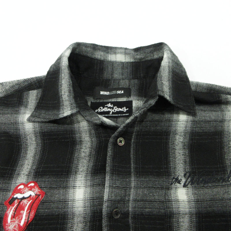WIND AND SEA | ウィンダンシーウインダンシー ×THE ROLLING STONES 長袖シャツ ブラック×ホワイト サイズ：L【三重本店】