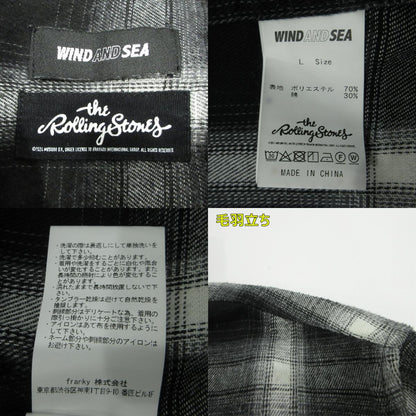WIND AND SEA | ウィンダンシーウインダンシー ×THE ROLLING STONES 長袖シャツ ブラック×ホワイト サイズ：L【三重本店】