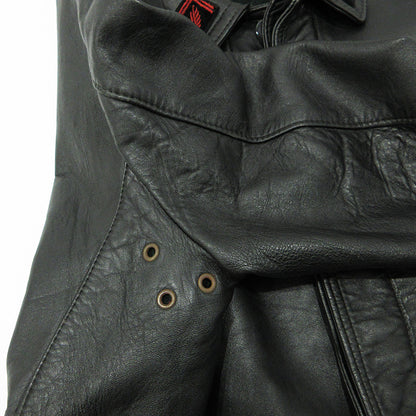 OLD | オールド GVF IMPERCUIR GRAULHET GVF社 フレンチファイヤーマンジャケット 襟刺繍レザージャケット コルビジェ レザー ブラック サイズ：不明【三重本店】