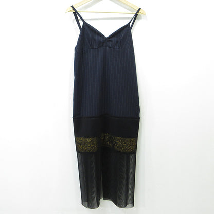 DRIES VAN NOTEN | ドリスヴァンノッテン 総柄切替えキャミワンピース ストライプ柄 ワンピース ネイビー×ブラック サイズ：36【三重本店】