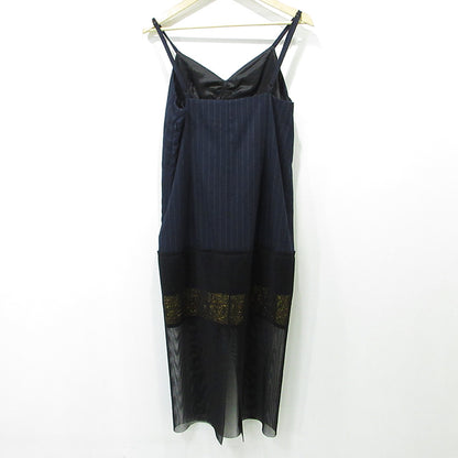 DRIES VAN NOTEN | ドリスヴァンノッテン 総柄切替えキャミワンピース ストライプ柄 ワンピース ネイビー×ブラック サイズ：36【三重本店】