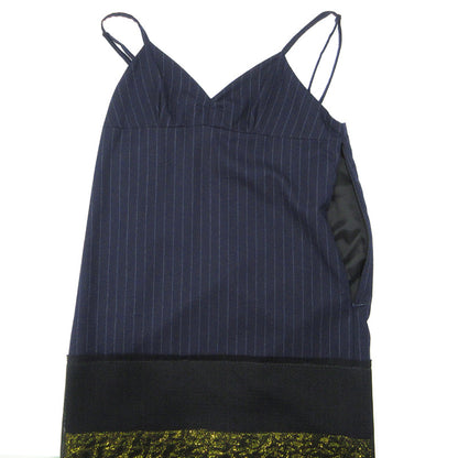DRIES VAN NOTEN | ドリスヴァンノッテン 総柄切替えキャミワンピース ストライプ柄 ワンピース ネイビー×ブラック サイズ：36【三重本店】