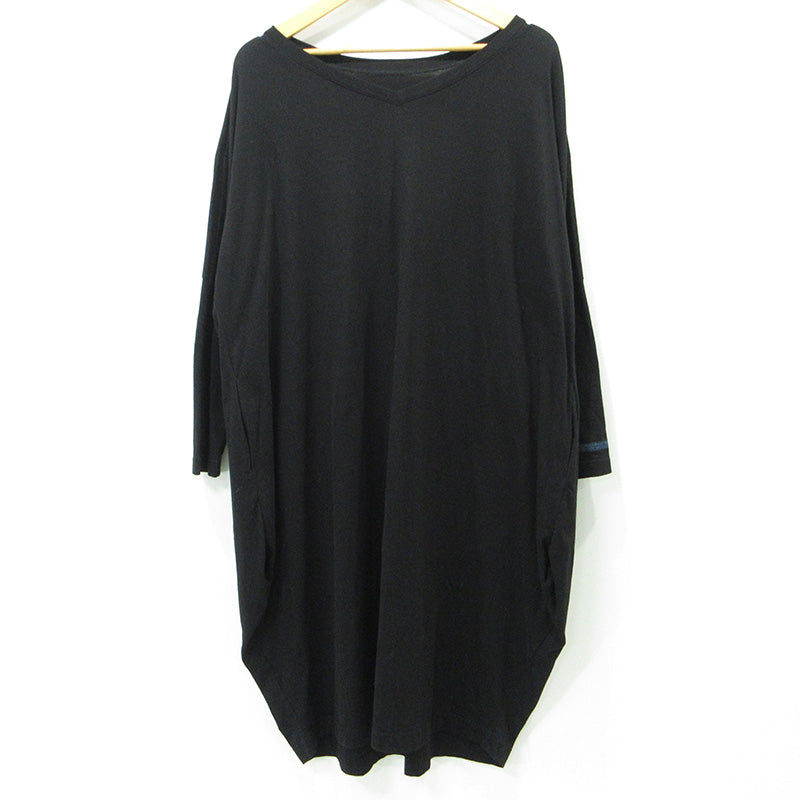 Yohji Yamamoto | ヨウジヤマモト REGULATION レギュレーション Vネック長袖ワンピース Tシャツワンピース ワンピース FT-T83-002 ブラック サイズ：2【三重本店】