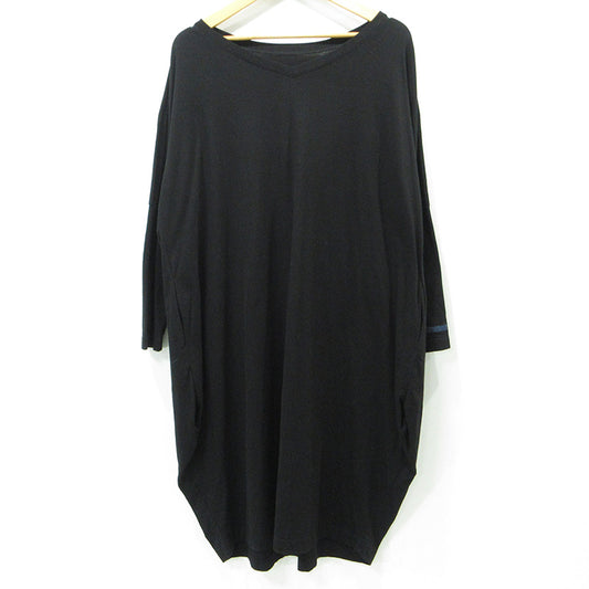 Yohji Yamamoto | ヨウジヤマモト REGULATION レギュレーション Vネック長袖ワンピース Tシャツワンピース ワンピース FT-T83-002 ブラック サイズ：2【三重本店】