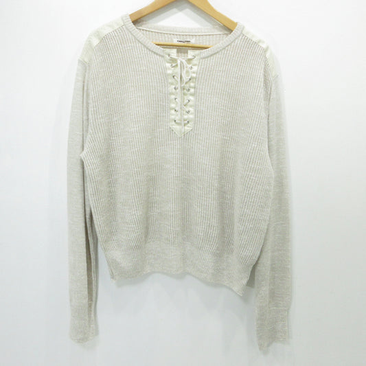 FUMIE TANAKA | フミエ タナカ KNITTED LINEN LACE-UP LONG SLEEVE ニット FU-V-KT003 ベージュ【三重本店】