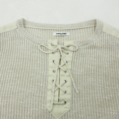 FUMIE TANAKA | フミエ タナカ KNITTED LINEN LACE-UP LONG SLEEVE ニット FU-V-KT003 ベージュ【三重本店】