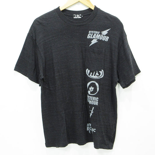 HYSTERIC GLAMOUR | ヒステリックグラマー 胸ポケット付きロゴプリント半袖Tシャツ 半袖Ｔシャツ 02201CT27 ブラック サイズ：S【三重本店】