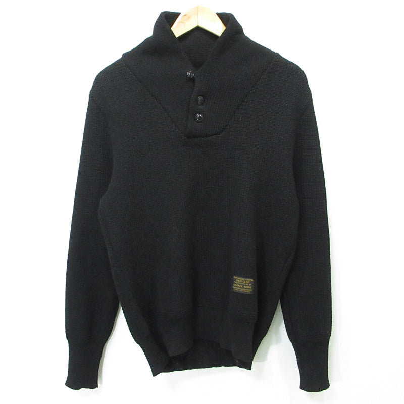 RADIALL | ラディアル ウール長袖ニット 襟ボタン付きセーター ニット RAD-12AW-KNIT001 ブラック サイズ：38【三重本店】