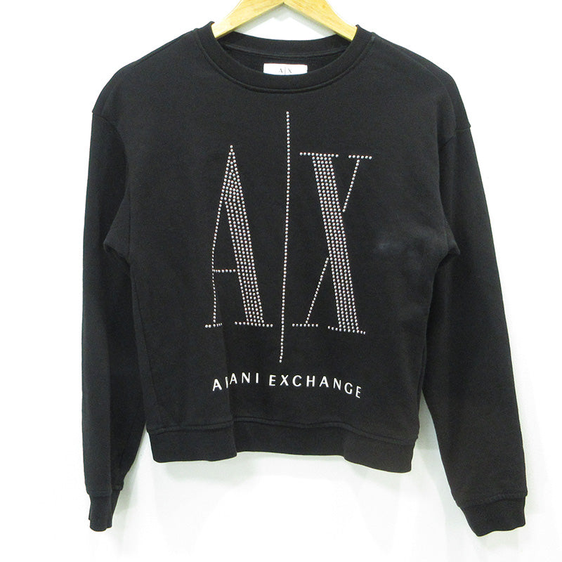 ARMANI EXCHANGE | アルマーニエクスチェンジ スタッズロゴプリント長袖スウェットシャツ スウェット 8NYM01 YJ68Z ブラック サイズ：XS【三重本店】