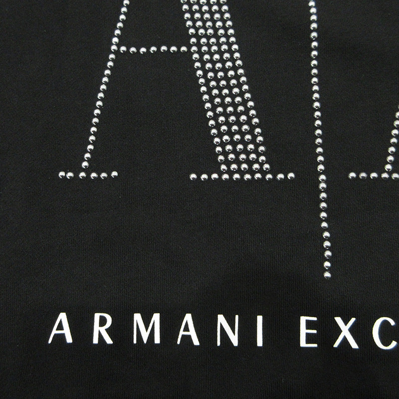 ARMANI EXCHANGE | アルマーニエクスチェンジ スタッズロゴプリント長袖スウェットシャツ スウェット 8NYM01 YJ68Z ブラック サイズ：XS【三重本店】