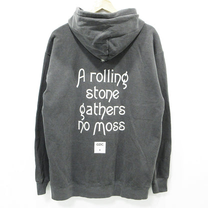 GDC | ジーディーシー Melancholic Hoodie メランコリックフーディ USED加工ロゴプリント長袖パーカー ダメージ加工 パーカー GD0208 グレー ブラック系 サイズ：L【三重本店】