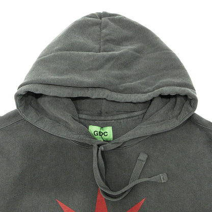 GDC | ジーディーシー Melancholic Hoodie メランコリックフーディ USED加工ロゴプリント長袖パーカー ダメージ加工 パーカー GD0208 グレー ブラック系 サイズ：L【三重本店】