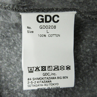 GDC | ジーディーシー Melancholic Hoodie メランコリックフーディ USED加工ロゴプリント長袖パーカー ダメージ加工 パーカー GD0208 グレー ブラック系 サイズ：L【三重本店】