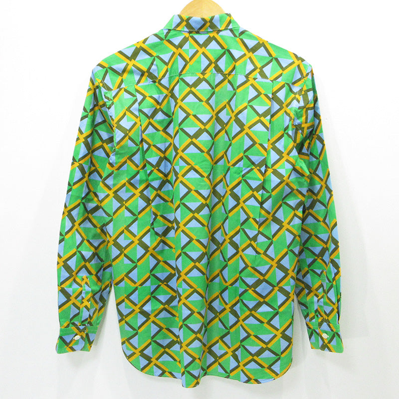 COMME des GARCONS SHIRT | コムデギャルソンシャツ × Kari Benjamin カールベンジャミン 総柄長袖シャツ 幾何学模様 長袖シャツ S28032 グリーン サイズ：S【三重本店】