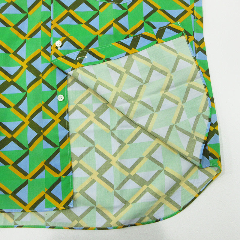 COMME des GARCONS SHIRT | コムデギャルソンシャツ × Kari Benjamin カールベンジャミン 総柄長袖シャツ 幾何学模様 長袖シャツ S28032 グリーン サイズ：S【三重本店】