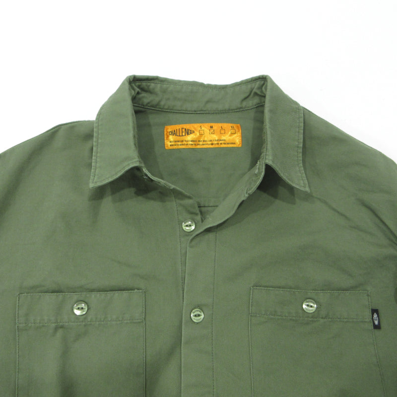 CHALLENGER | チャレンジャー SNAKING LOGO WORK SHIRT スネークロゴワークシャツ 長袖シャツ CLG-SH 025-012 カーキ サイズ：M【三重本店】