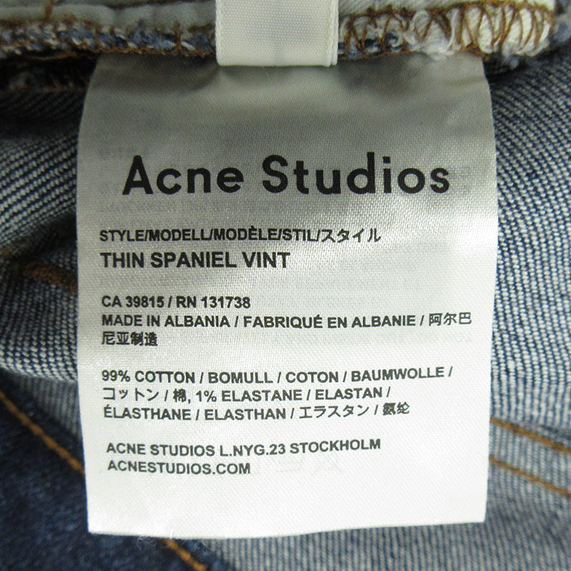 ACNE STUDIOS | アクネストゥディオズ THIN SP ANIEL VINT ジップフライデニムパンツ ストレッチ デニムパンツ ネイビー インディゴ サイズ：31【三重本店】