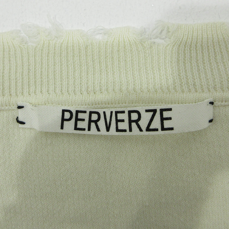 PERVERZE | パーバーズ USED加工Vネック長袖ライトニット ダメージ加工セーター ニット 011701051000 ホワイト 生成り サイズ：FreeSize【三重本店】