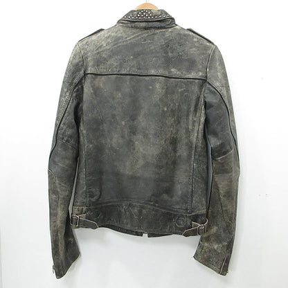GOLDEN GOOSE DELUXE BRAND | ゴールデングースデラックスブランド USED加工スタッズ付シープスキンレザージャケット ダメージ加工 レザー G21U532.A4 グレー ブラック系 サイズ：XS【三重本店】
