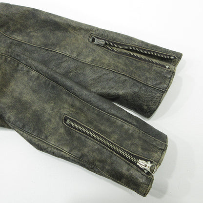 GOLDEN GOOSE DELUXE BRAND | ゴールデングースデラックスブランド USED加工スタッズ付シープスキンレザージャケット ダメージ加工 レザー G21U532.A4 グレー ブラック系 サイズ：XS【三重本店】