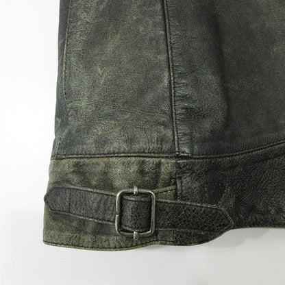 GOLDEN GOOSE DELUXE BRAND | ゴールデングースデラックスブランド USED加工スタッズ付シープスキンレザージャケット ダメージ加工 レザー G21U532.A4 グレー ブラック系 サイズ：XS【三重本店】