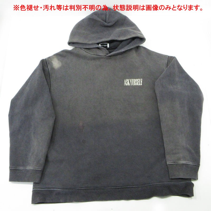 ASKYURSELF | アスクユアセルフ USED加工プリント長袖パーカー ダメージ加工 パーカー グレー サイズ：M【三重本店】