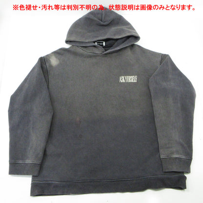 ASKYURSELF | アスクユアセルフ USED加工プリント長袖パーカー ダメージ加工 パーカー グレー サイズ：M【三重本店】