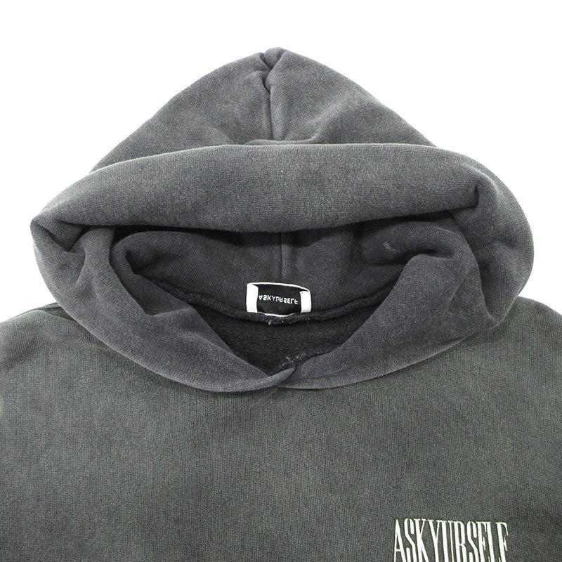 ASKYURSELF | アスクユアセルフ USED加工プリント長袖パーカー ダメージ加工 パーカー グレー サイズ：M【三重本店】