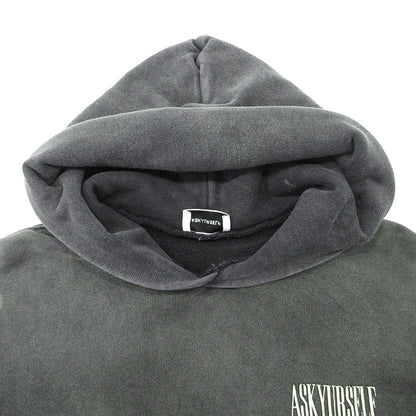 ASKYURSELF | アスクユアセルフ USED加工プリント長袖パーカー ダメージ加工 パーカー グレー サイズ：M【三重本店】