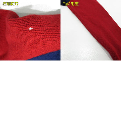 GUCCI | グッチ Vネックカレッジワッペン付き ニット 575504-XKATG ネイビー×レッド サイズ：L【三重本店】