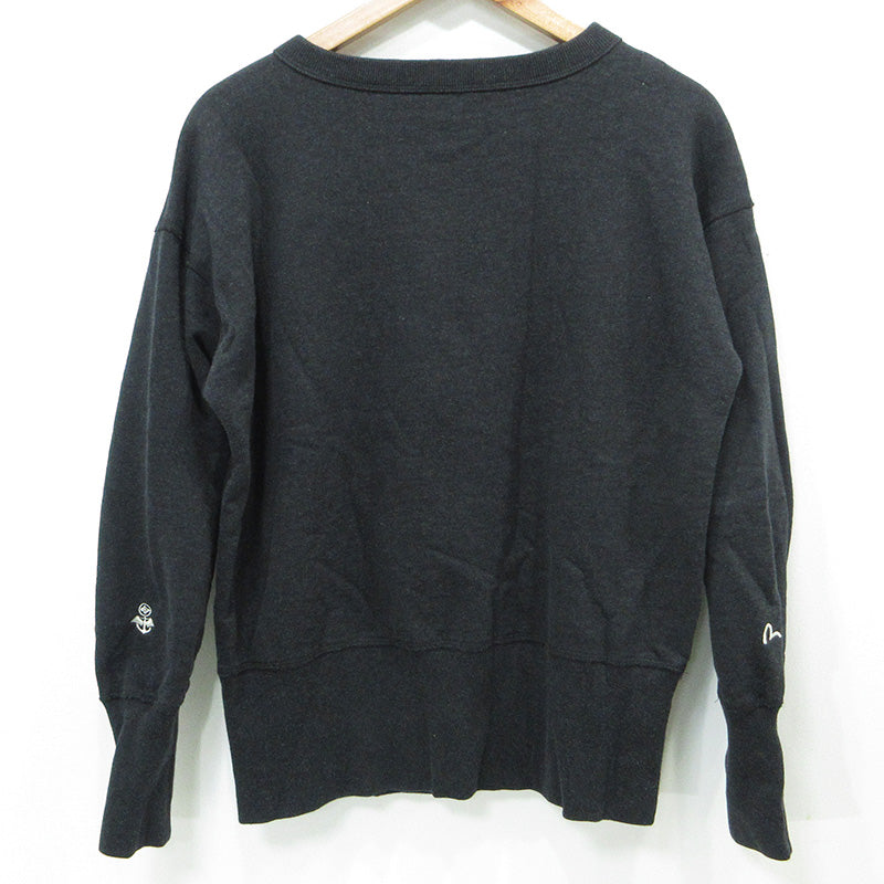 HIDEHIKO YAMANE | ヒデヒコヤマネ YAMANE ACADEMY ヤマネアカデミー EVISU エヴィス ロゴ刺繍長袖スウェットシャツ スウェット ブラック系 チャコールグレー サイズ：38【三重本店】