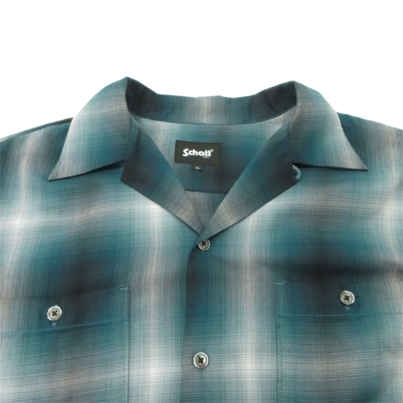 schott | ショット OMBRE LS SHIRT オンブレ チェック シャツ 長袖シャツ 782-5120002 グリーン サイズ：XL【三重本店】