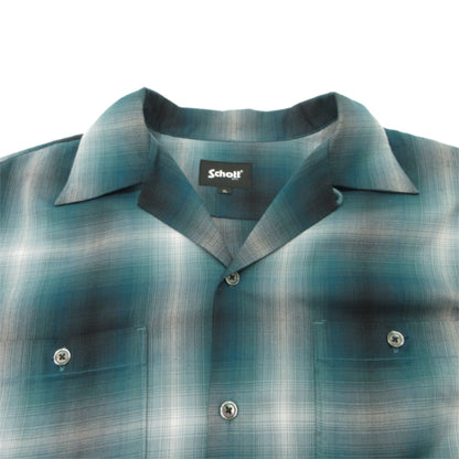 schott | ショット OMBRE LS SHIRT オンブレ チェック シャツ 長袖シャツ 782-5120002 グリーン サイズ：XL【三重本店】