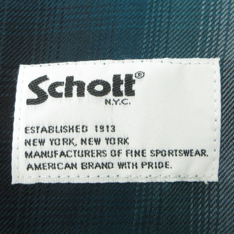 schott | ショット OMBRE LS SHIRT オンブレ チェック シャツ 長袖シャツ 782-5120002 グリーン サイズ：XL【三重本店】