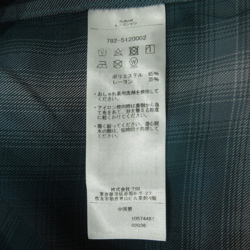 schott | ショット OMBRE LS SHIRT オンブレ チェック シャツ 長袖シャツ 782-5120002 グリーン サイズ：XL【三重本店】