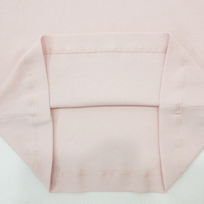 GANNI | ガニー Soft Cotton Rib Sleeve T ソフトコットンリブスリーブ半袖Tシャツ ロゴ刺繍 半袖Ｔシャツ T4015 ピンク サイズ：M【三重本店】
