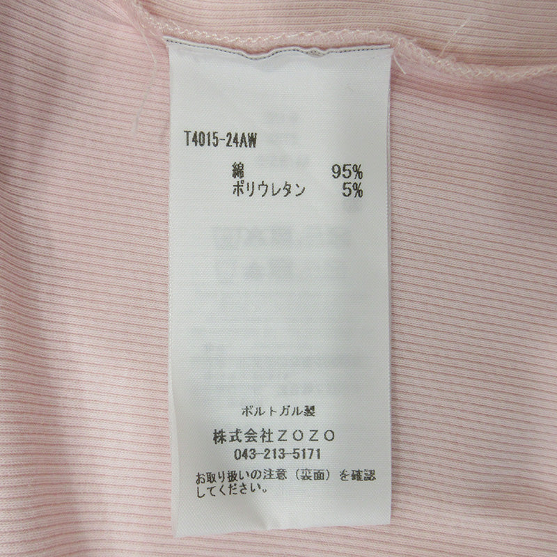 GANNI | ガニー Soft Cotton Rib Sleeve T ソフトコットンリブスリーブ半袖Tシャツ ロゴ刺繍 半袖Ｔシャツ T4015 ピンク サイズ：M【三重本店】