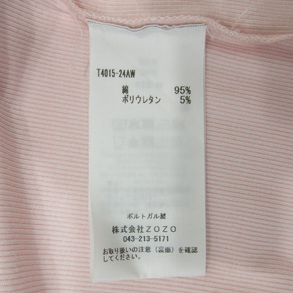 GANNI | ガニー Soft Cotton Rib Sleeve T ソフトコットンリブスリーブ半袖Tシャツ ロゴ刺繍 半袖Ｔシャツ T4015 ピンク サイズ：M【三重本店】