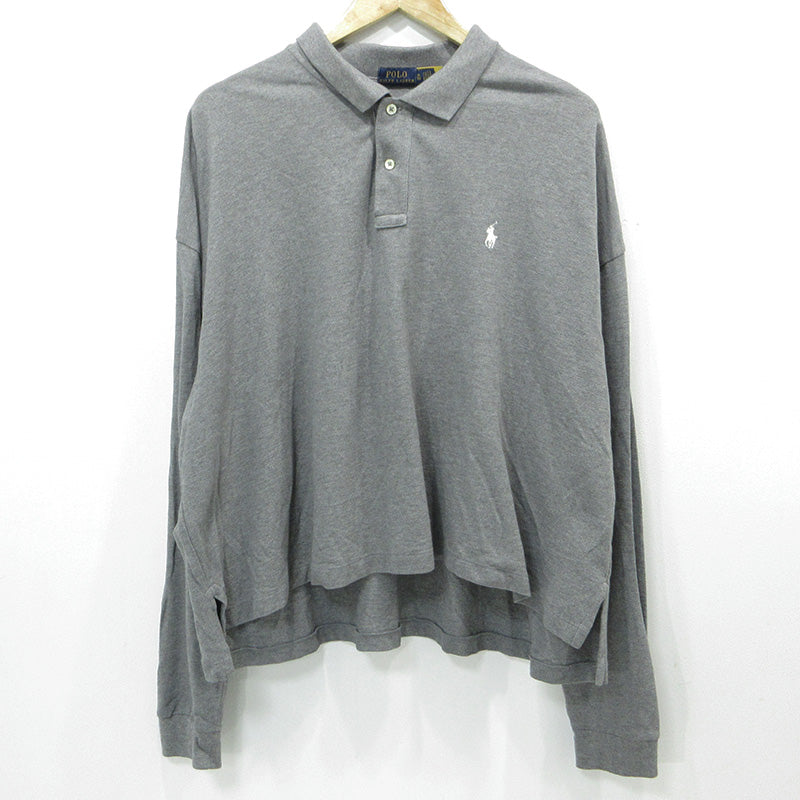 POLO RALPH LAUREN | ポロ・ラルフローレン ロゴ刺繍長袖ポロシャツ ポロシャツ グレー サイズ：XL【三重本店】