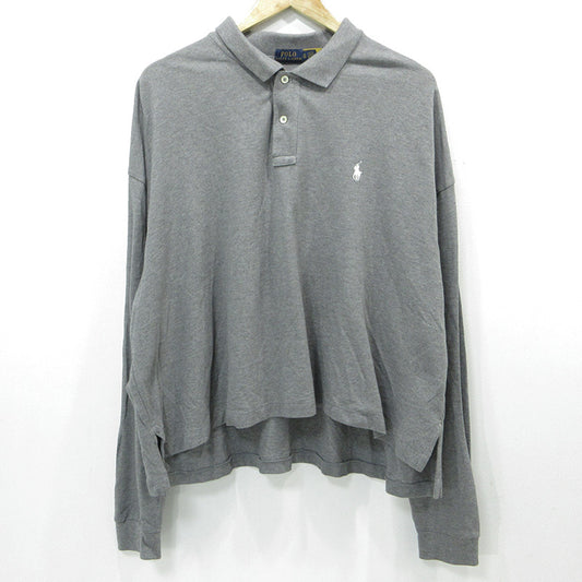 POLO RALPH LAUREN | ポロ・ラルフローレン ロゴ刺繍長袖ポロシャツ ポロシャツ グレー サイズ：XL【三重本店】