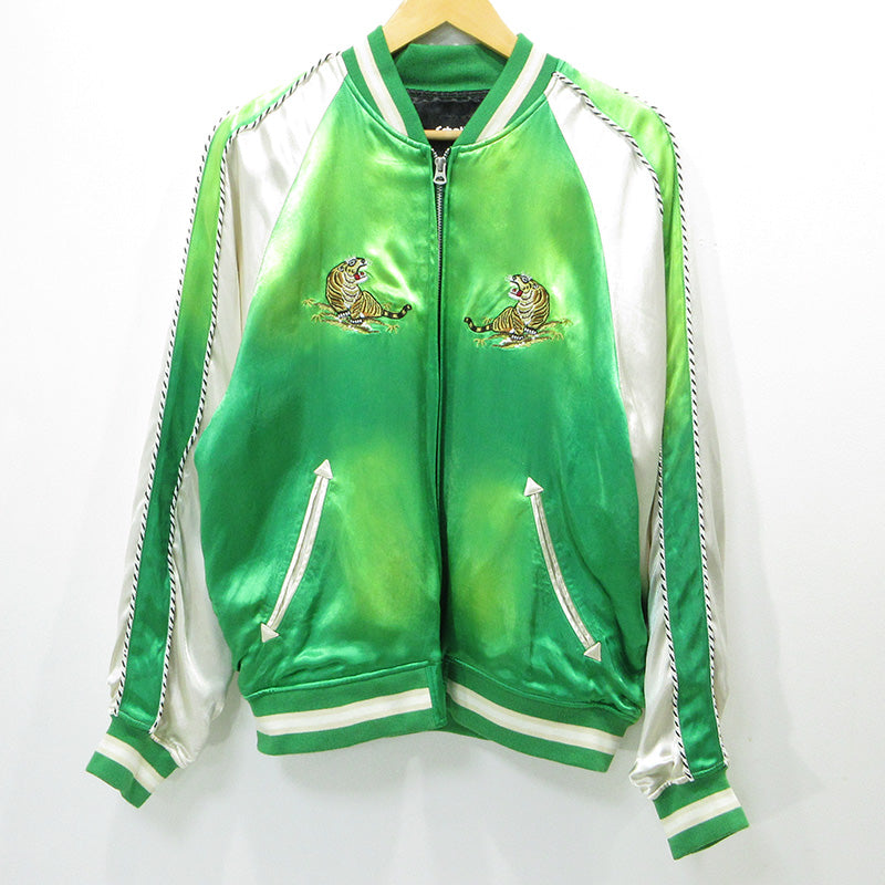 schott | ショット USED加工総刺繍スカジャン ブリーチ加工 タイガー 虎 スーベニアジャケット 782-5152008 グリーン サイズ：M【三重本店】